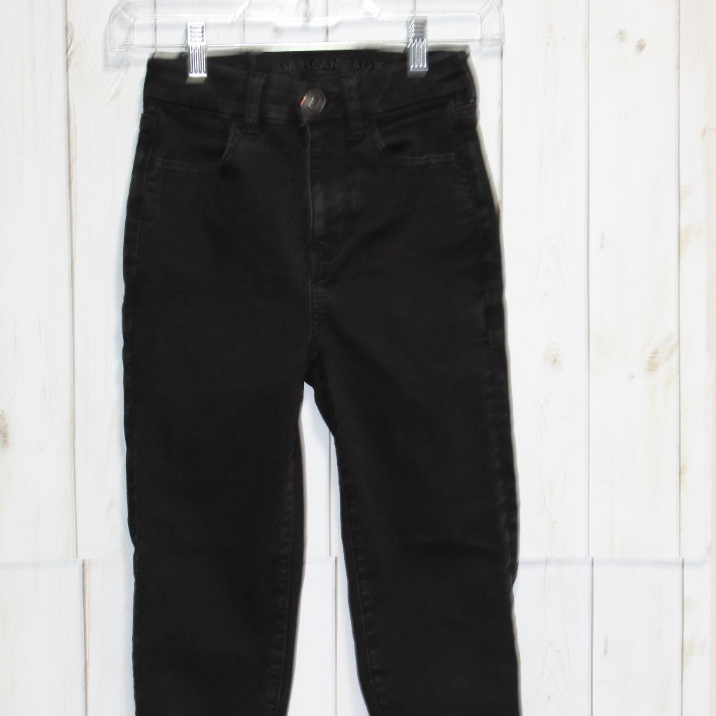 American Eagle Next Level Stretch Jr. Girls 00 X-Short Black Denim Skinny Jeans